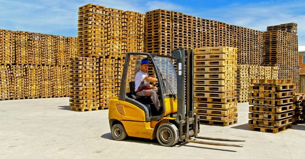 wooden boxes forklift driver