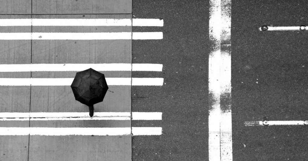 pedestrian cross black umbrella