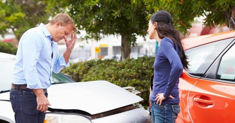 man and woman after a car crash