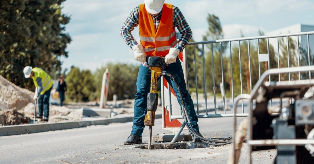 construction worker male working on the road