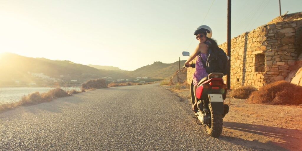 Motorcycle drive woman