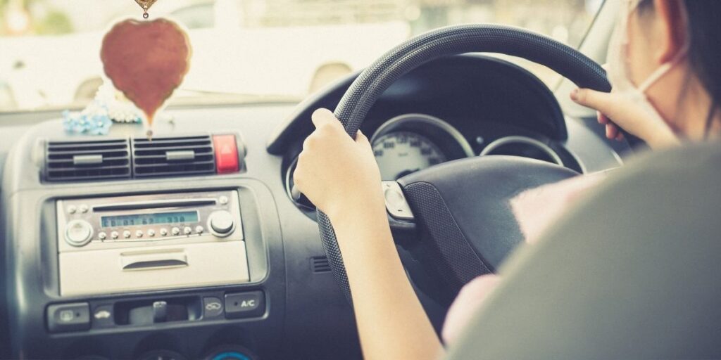 woman driving a car