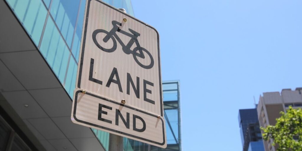 cycling lane end signature Australia