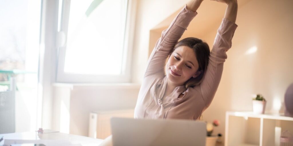 stress free stretching female worker