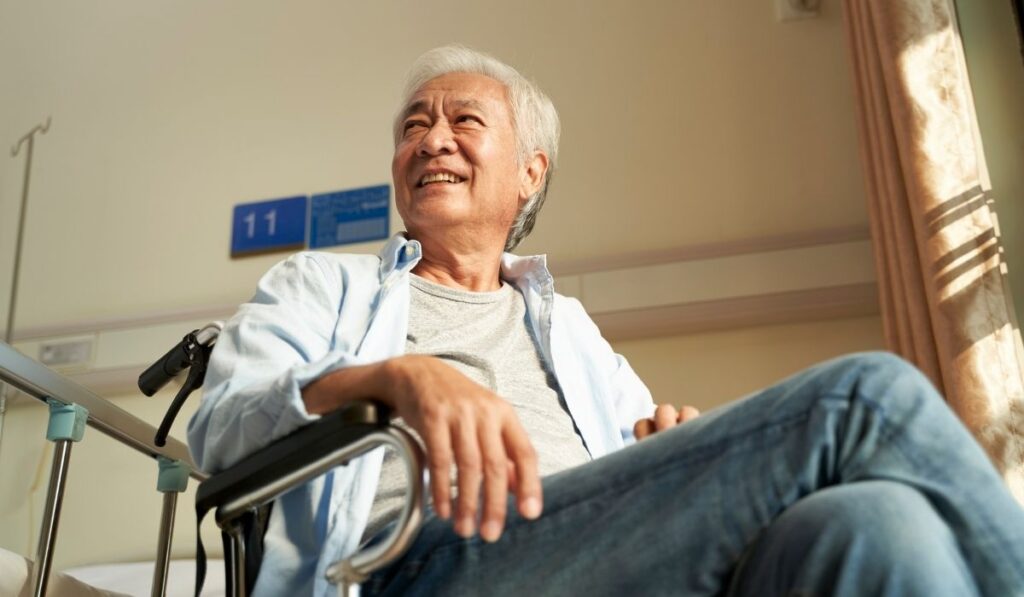 happy old patient at medical centre