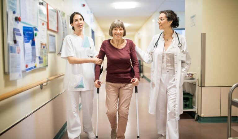 patient gets help by medical professionals