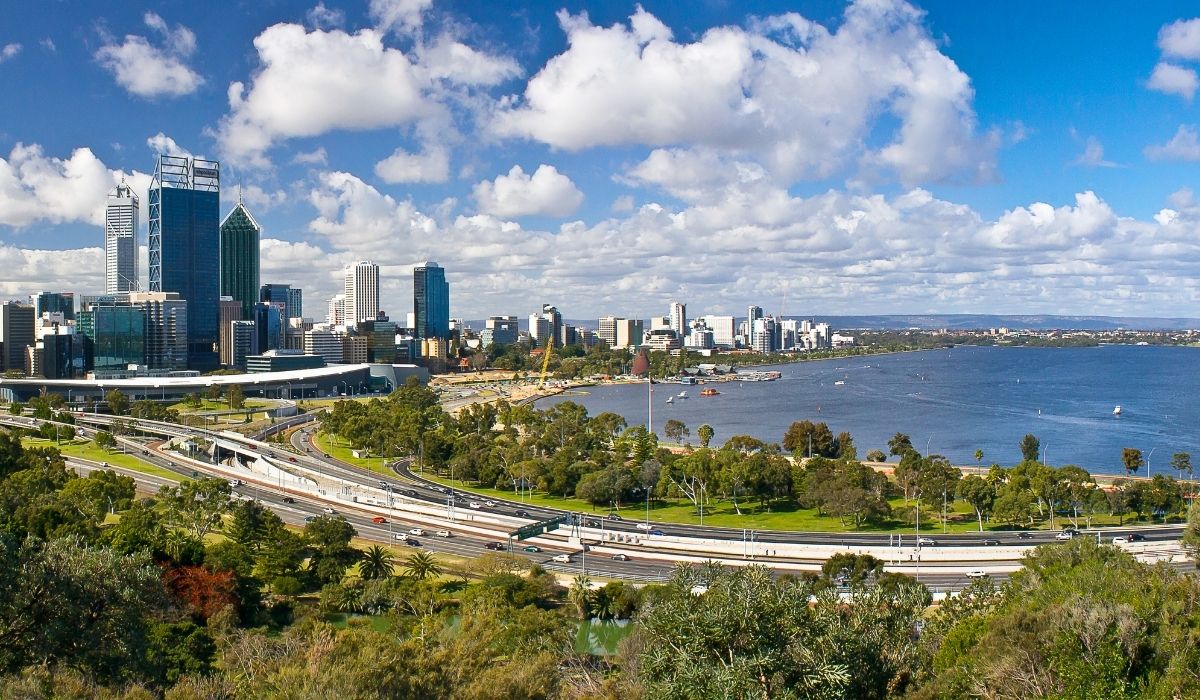 perth western australia daytime traffic and city view
