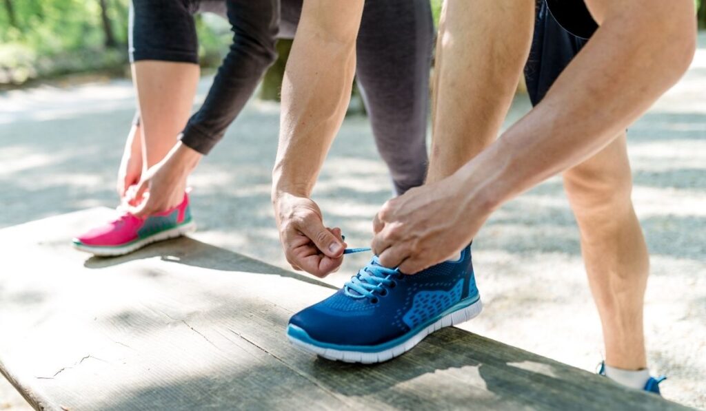 tying shoelaces
