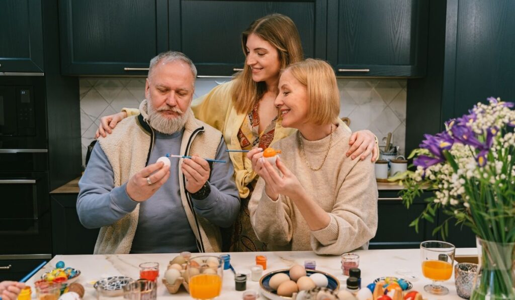 family egg painting