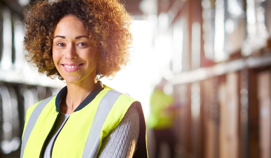 female worker curly hair