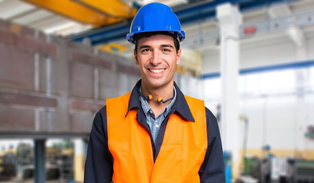 worker and orange jacket