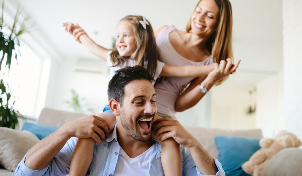 happy family playing