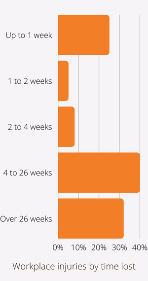 Workplace injuries by time lost