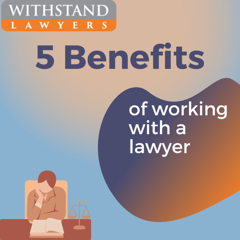 Image shows top 5 benefits of working with a lawyer for submitting work compensation claim.