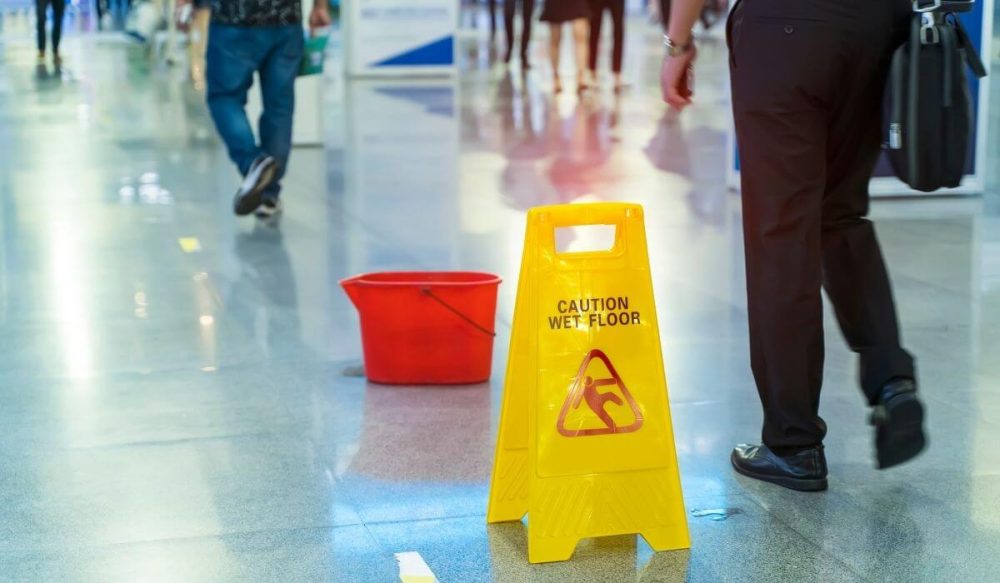 wet floor and wet floor sign