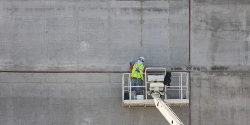 construction worker on a crane